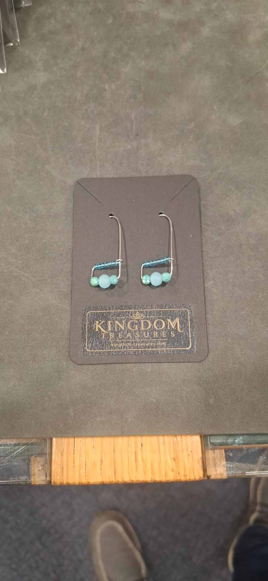 Minimal silver hoop earrings with turquoise beads